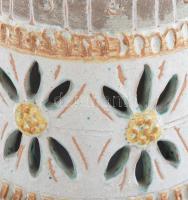 Kiss Roóz Ilona (1920-2010): Női figura, mázas kerámia, kézzel festett, jelzett, hibátlan, m: 55 cm