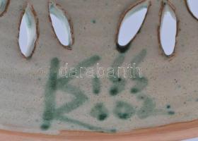 Kiss Roóz Ilona (1920-2010): Női figura, mázas kerámia, kézzel festett, jelzett, hibátlan, m: 55 cm