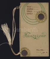 1902 A pécsi őszi jogász táncestély díszes "tánczrendje", kiváló állapotban