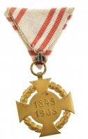 1908. "Katonai Jubileumi Kereszt" aranyozott bronz kitüntetés nem saját mellszalaggal T:2 ...