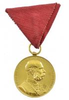 1898. Jubileumi Emlékérem Fegyveres Erő Számára / Signum memoriae (AVSTR) aranyozott bronz kitüntetés mellszalaggal T:2 Hungary 1898. Commemorative Jubilee Medal for the Armed Forces gilt bronze decoration with ribbon C:XF NMK 249.