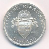 1938. 5P Ag "Szent István" T:1-,2 patina, kis ph
Adamo P8.1