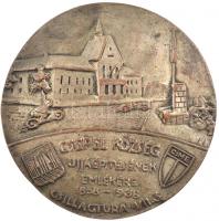 1938. Csepel község újjáépítésének emlékére 1838-1938 Csillagtúra VII.3. ezüstözött bronz emlékérem (76mm) T:2,2-