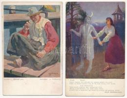 25 db RÉGI művész motívum képeslap / 25 pre-1945 art motive postcards