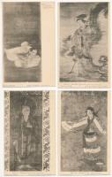 Japanese & Chinese Paintings (The British Museum) - 8 pre-1945 postcards in case / Japán és kínai festmények - 8 régi képeslap tokban