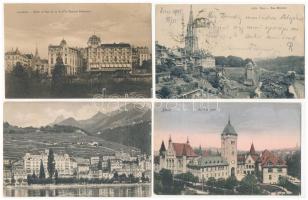 6 db RÉGI svájci város képeslap vegyes minőségben / 6 pre-1945 Swiss town-view postcards in mixed quality