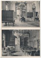 Budapest VIII. Fővárosi Könyvtár, belső. Erdélyi cs. és kir. udv. fényképész felvételei - 8 db régi képeslap / 8 pre-1945 interior postcards of the library