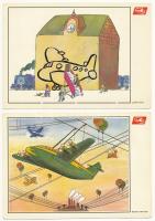 Interflug Deutsche Demokratische Republik - 6 db modern német humoros repülős képeslap / 6 modernn G...