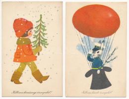 10 db MODERN Képzőművészeti Alap grafikai üdvözlő motívum képeslap / 10 modern graphic greeting moti...