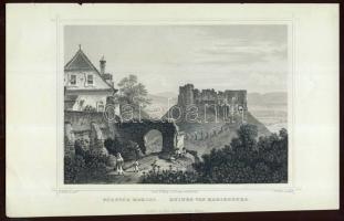 cca 1840 Földvár romjai acélmetszet / Földvár ruins engraving (24,5 x 15,5cm)