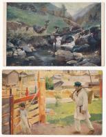 17 db RÉGI főleg művész motívum képeslap / 17 pre-1945 mostly art motive postcards