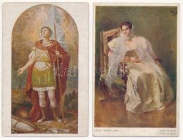 17 db RÉGI főleg művész motívum képeslap / 17 pre-1945 mostly art motive postcards