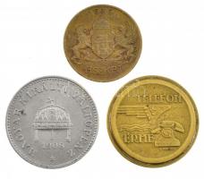 1908KB 20f Ni + ~1930. "Kisszakaszjegy" sárgaréz közlekedési bárca + DN "Telefonérme ...