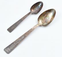 Ezüst (Ag) keresztelőkészlet, jelzett, nettó: 100 g. Dobozban, doboz felújításra szorul. / Silver ba...