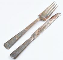 Ezüst (Ag) keresztelőkészlet, jelzett, nettó: 100 g. Dobozban, doboz felújításra szorul. / Silver ba...