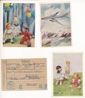 1985 Gyermekposta - 7 db mini képeslap és bélyeg + feladószelvény és 2 boríték / Kinderpost - 7 mini...