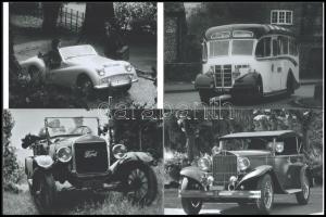 Eltérő időben és különböző helyszíneken készült felvételek régi autókról, buszokról, teherautóról (köztük filmfotók is), 8 db mai nagyítás több forrásból, 10x15 cm