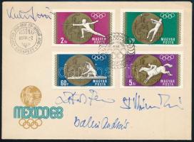 1968 Mexikói olimpia aranyérmeseinek Kulcsár GYőző, Balczó András, Török Ferenc, Zsivóczky? Mexikói olimpia FDC-n