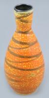 Csíkos retró kerámia váza, jelzés nélkül, hibátlan, m: 25 cm