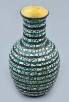 Bán Károly: Retró csíkos váza, jelzett, hibátlan, m: 17 cm