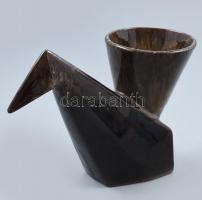 Retró kakasos váza, kerámia, jelzés nélkül, hibátlan, m: 15 cm