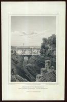 cca 1840 Vaspályaudvar Pozsonyban acélmetszet / Railway station in Bratislava engraving (24 x 16cm)