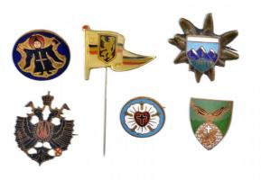 6xklf, főleg zománcozott jelvényből álló tétel, benne Evangélikus Egyház, Habsburg birodalmi sas, stb. T:1-,2