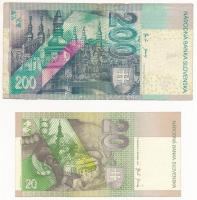 Szlovákia 2002. 200K + 2004. 20K T:III kis szakadás
Slovakia 2002. 200 Korun + 2004. 20 Korun C:F s...