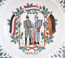 I. világháborús tányér, 4db, 1914-1915, Viribus Unitis, Nagy idők emléke Generalfeldmarschall von Hi...