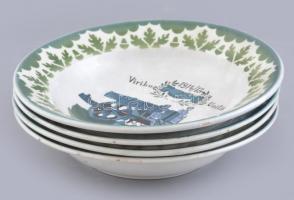 I. világháborús tányér, 4db, 1914-1915, Viribus Unitis, Nagy idők emléke Generalfeldmarschall von Hi...