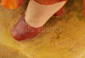 Szecessziós, figurális, asztali dísz, hidegen festett majolika, Jelzett: Made in Austria, hibátlan, ...