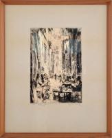 Aszódi Weil Erzsébet (1901-1976): Nápolyi utca. Rézkarc, papír, jelzett, üvegezett fakeretben, 33×24 cm