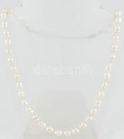 Tenyésztett gyöngy nyaklánc, nagy méretű gyöngyökkel, h: 48-53 cm