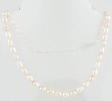 Tenyésztett gyöngy nyaklánc, nagy méretű gyöngyökkel, h: 48-53 cm