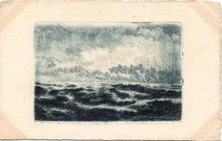 Stormy sea engraving