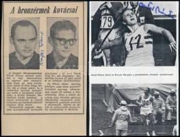 Magyar olimpiai bajnok sportolók autográf aláírásai őket ábrázoló kivágásokon : Papp László, Kocsis ...