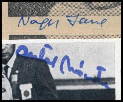 Magyar olimpiai bajnok sportolók autográf aláírásai őket ábrázoló kivágásokon : Papp László, Kocsis ...