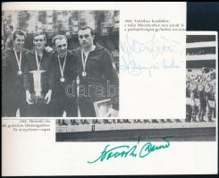 Magyar olimpiai bajnok sportolók autográf aláírásai őket ábrázoló kivágásokon : Papp László, Kocsis ...