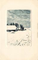 Winter landscape engraving