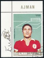 Ferreira Eusebio (1942-2015) aranylabdás portugál labdarúgó, autográf aláírása, őt ábrázoló bélyegen