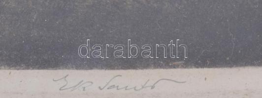 Ék Sándor (1902-1975): Bem és Petőfi. Színezett rézkarc, papír, kartonra kasírozva, karton foltos, j...