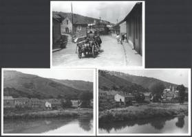 cca 1959 Tokaji városképek, Xantus Gyula (1919-1993) a Tokaji Művésztelep vezetőjének hagyatékából került elő egy feliratozott boríték, benne a tételben szereplő fotók, 9 db vintage fotó, ezüst zselatinos fotópapíron, 13x18 cm