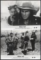 cca 1983 ,,Fehér Toll" című NDK - mongol westernfilm jelenetei és szereplői, 6 db vintage produkciós filmfotó, a használatból eredő (esetleges) kisebb hibákkal, ezüst zselatinos fotópapíron, 18x24 cm