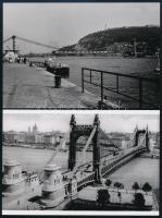 cca 1944 és 1964 Budapest, a régi és az épülő új Erzsébet híd, 4 db mai nagyítás és 2 db vintage NEGATÍV (erről készültek az épülő híd papírképei), Kalocsai Rudolf budapesti fotóriporter hagyatékából, 10x15 cm és 24x36 mm