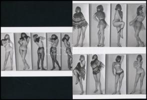 cca 1972 A mindent megmutatok stációi, tizenkét szolidan erotikus felvétel 3 db mai nagyításon, 10x15 cm