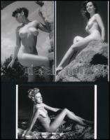 Különböző időben készült szolidan erotikus felvételek, 5 db mai nagyítás különféle forrásokból, 15x10 cm