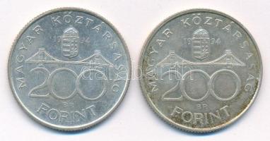 1994. 200Ft Ag "Deák" (2db) T:1-,2 patina Adamo F13