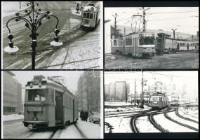 Budapesti villamosokról, eltérő időben készült 6 db vintage fotó és/vagy mai nagyítás, 10x15 cm és 9x14 cm