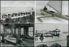Eltérő időben készült, régi balatoni felvételek, 4 db mai nagyítás (Siófok, Balatonfüred, hajó, jégvitorlás), 10x15 cm
