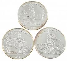 DN "Magyar-török háborúk szett" kétoldalas ezüstözött Cu-Ni emlékérem sorozat dísztokban, benne "Szigetvár ostroma", "Mohácsi csata", "Egri csillagok" (38,61mm) T:PP patina